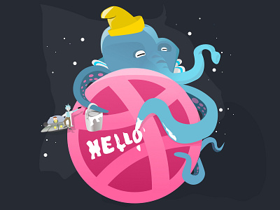 Hello dribble! debut dribble elephant hello morty octopus rick