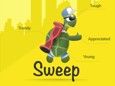 Sweep turtle illustration mascot tough turtle sweep trand