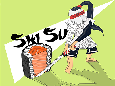 Samurai Shi Su illustration ninja outlines samurai sushi