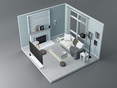 living room 3d living room modeling rendering white mode