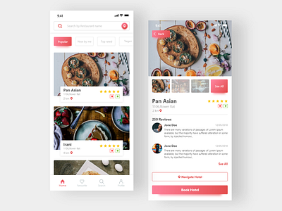 Restaurant booking app adobe xd clean gradientui minimalui uidesign uitrends uxdesign