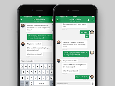 Google Hangouts for iPhone Redesign app clean flat green hangouts interface ios iphone mobile redesign ui ux