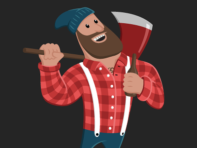 Lumberjack v2 blue canada cartoon illustration lumberjack plaid red simple vector