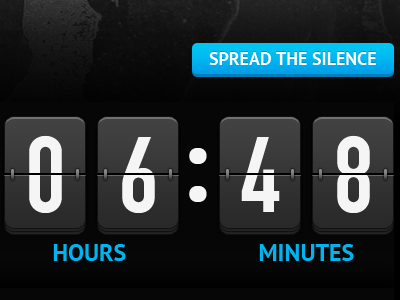 Spread the Silence black blue button clock countdown counter dark numbers ui ux