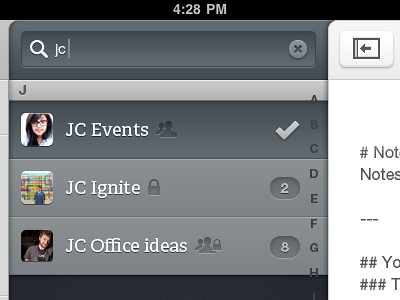 Custom iPad UI app clean custom design grey interface ios ipad list mobile mockup search ui