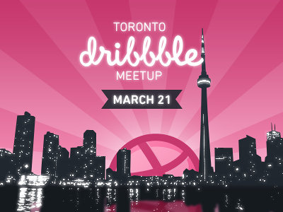 Toronto Dribbble Meetup black bright canada dribbble jet cooper lights march meetup ontario pink sky skyline toronto