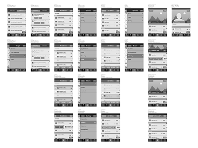 Wireframes app design experience greyscale interface ios iphone mobile mockup process ui ux wireframes wires