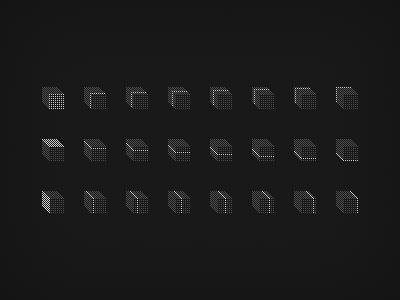 Icon States 3d black black and white box cube dark geometric grey greyscale icon icons interface pattern pixel square states ui white