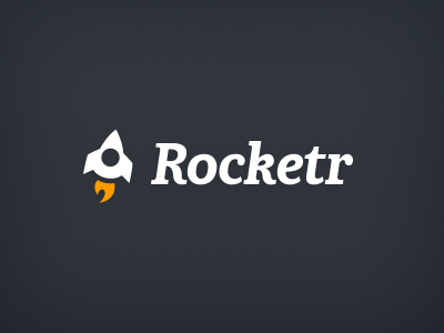 Rocketr Logo app blue branding custom custom type font icon identity logo logo design logotype orange rocket rocketr type typography