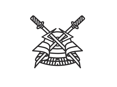 Debut badge design helmet icon illustration lines minneapolis minnesota mpls samurai sword thick