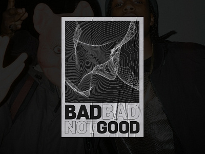 badbadnotgood band poster black and white bold illusion lines linestyle minneapolis poster warp