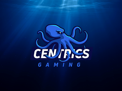 Centrics Gaming Logo art blue center character concept creative deep devilfish esport gaming graphic design illustration logo octopus professional sea tentacles underwater water
