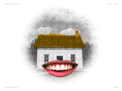 HOME bezierclub collage custom handmade home house illustration label lettercollective smile wine wip