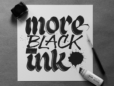 More black ink bezierclub black and white calligraphy copic marker custom ink lettercollective lettering paper rulling pen