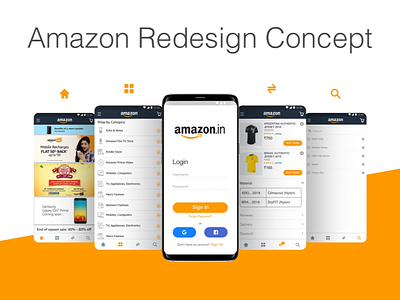 Amazon Redesign amazon app branding design flat icon illustration minimal typography ui ux vector