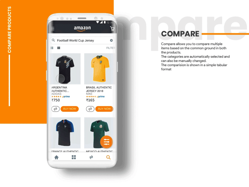 Amazon India Redesign - Compare amazon animation app branding graphics icon mobile motion shopping typography ui ux