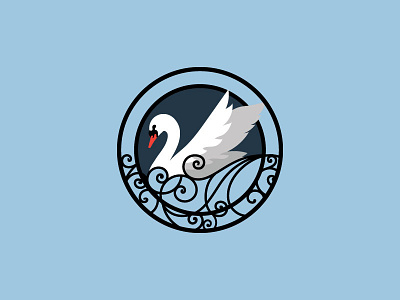Swan Logo blue design floating illustration pub swan swimming water