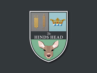 Hinds Head Dribbble barley coatofarms crown deer hindshead pubsign vector wheat