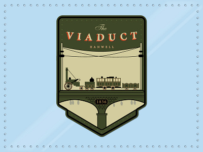 Viaduct bats blue bold design history illustration orange pub train typography viaduct