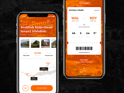 Train cruise & Ticket app branding design iphonex map ticket train travel ui ux