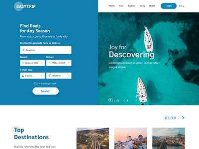 Travel Site landing page design ui ui ux ux web