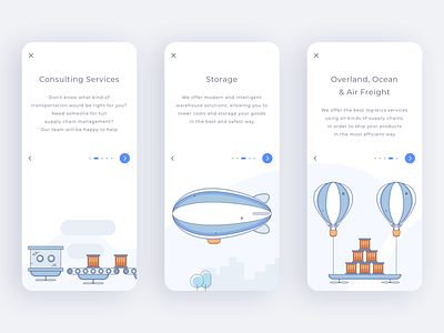 UGI - Mobile #2 air balloon branding design flat icon illustration illustrator mobile app outline pagination shipping shipping box sketch ui ux vector zeplin