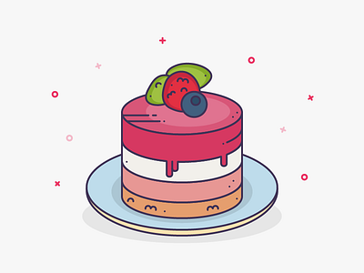 Layered Dessert blueberry cake delicious dessert food fruit icon illustration mousse outline strawberry vector