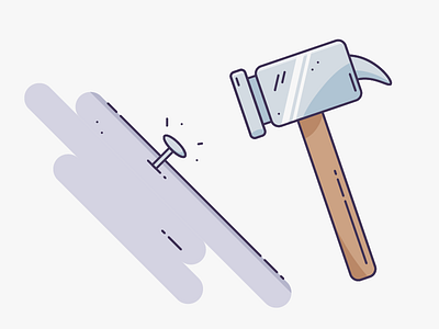 Hammer & Nail build fix hammer hit icon illustration nail outline tool vector wall wood