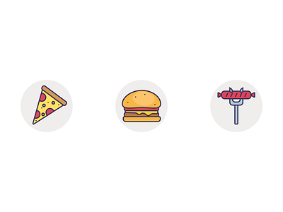 Fast Food Icons fast food hamburger icon illustration illustrator outline pizza sausage vector