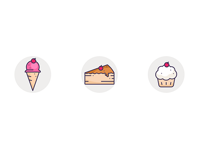 Dessert Icons cake cherry ice cream icon illustration illustrator muffin outline vector