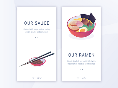 The Onboarding Series #1 app bowl chopsticks design eggs food illustration illustrator japanese food noodles ramen soy sauce typography ui vector