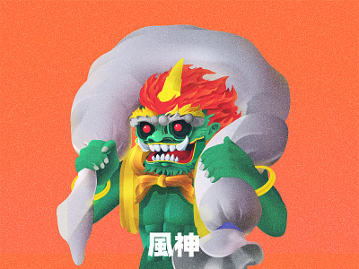 Fujin The God of Wind asian tale fujin illustration japanese vector