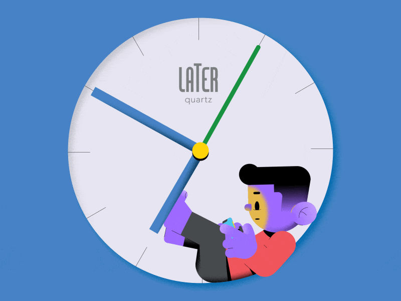 Procrastination 2d animation after effects animation animation smashdown character character design clock gif illustration loop procrastinate rubberhose time vector