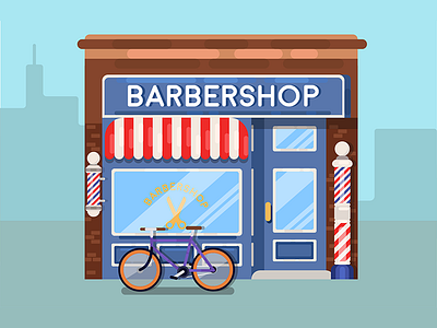 Barbershop barber barbershop bicycle bike design flat scissors vector vector art