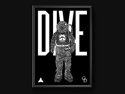 Dive 1973 blackout dive drawing illustration typography