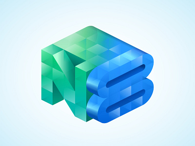 No. 8 isometric logo typogaphy