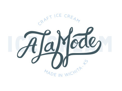 A la Mode Badge badge blue ice cream script