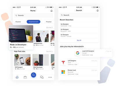 Job Search Main Screen 1x homescreen jobsearch ui ux