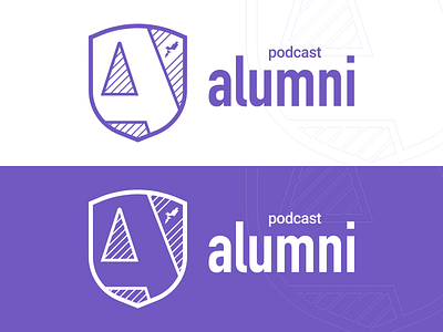 Logo Podcast Alumni alumni brand brand design branding logo logodesign logotype podcast purple rocket school school logo