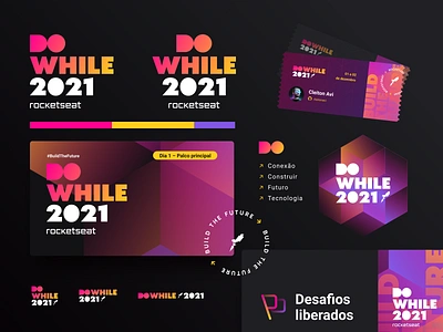 DoWhile2021 | brand identity brand design branding code coding conference dev development event graphic design logodesign logotipo logotype programmer programming rocketseat ui