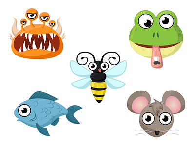 GSN Emogenius - Creatures bee creatures emogenius emojis fish frog gsn illustration monster mouse