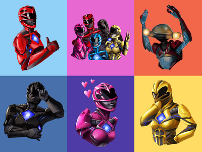 Power Rangers Stickers alpha black blue illustration pink power rangers red stickers yellow