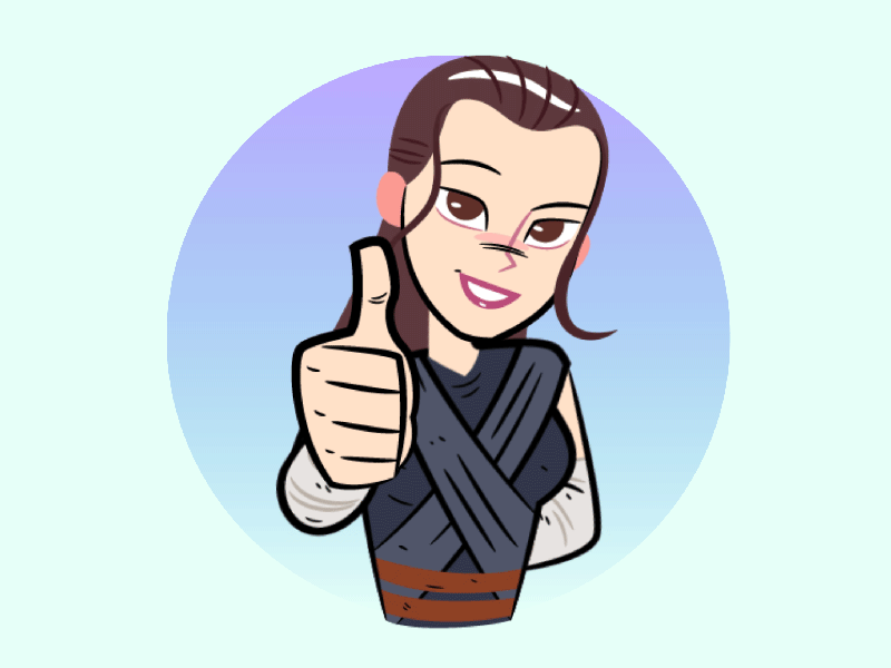 Facebook Stickers - The Last Jedi animation disney emoji facebook gif good job jedi rey sticker thumbs up