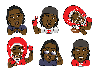 Kareem Hunt Stickers character design cheifs emoji football game illustrator imessage kareem hunt nfl player sticker vector