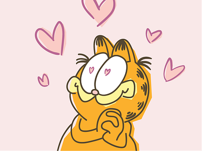 Valentine's Day - Garfield LINE Sticker garfield heart illustration illustrator line love pink valentines day