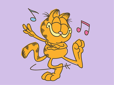 Garfield LINE Sticker adobe illustrator cat character dance garfield illustration sticker