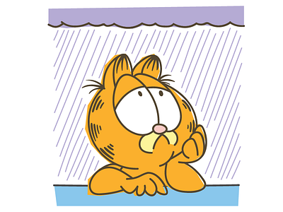 Garfield LINE Sticker adobe illustrator cat character garfield illustration rain sad sticker