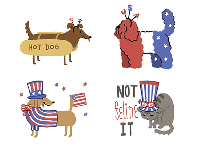 Happy Fourth of July! bbq blue cat dog fourth fourth of july hot dog pets puppy red white