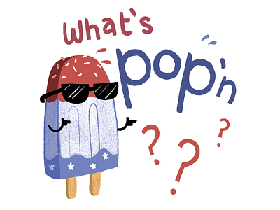 What's pop'n? blue character design hot illustration popsicle red summer sunglasses usa white