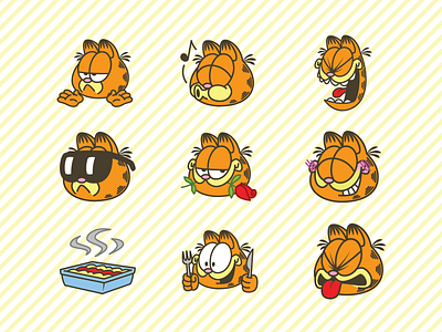 Garfield Emoji LINE Stickers 2d cat emoji emotion garfield illustration illustrator sticker vector